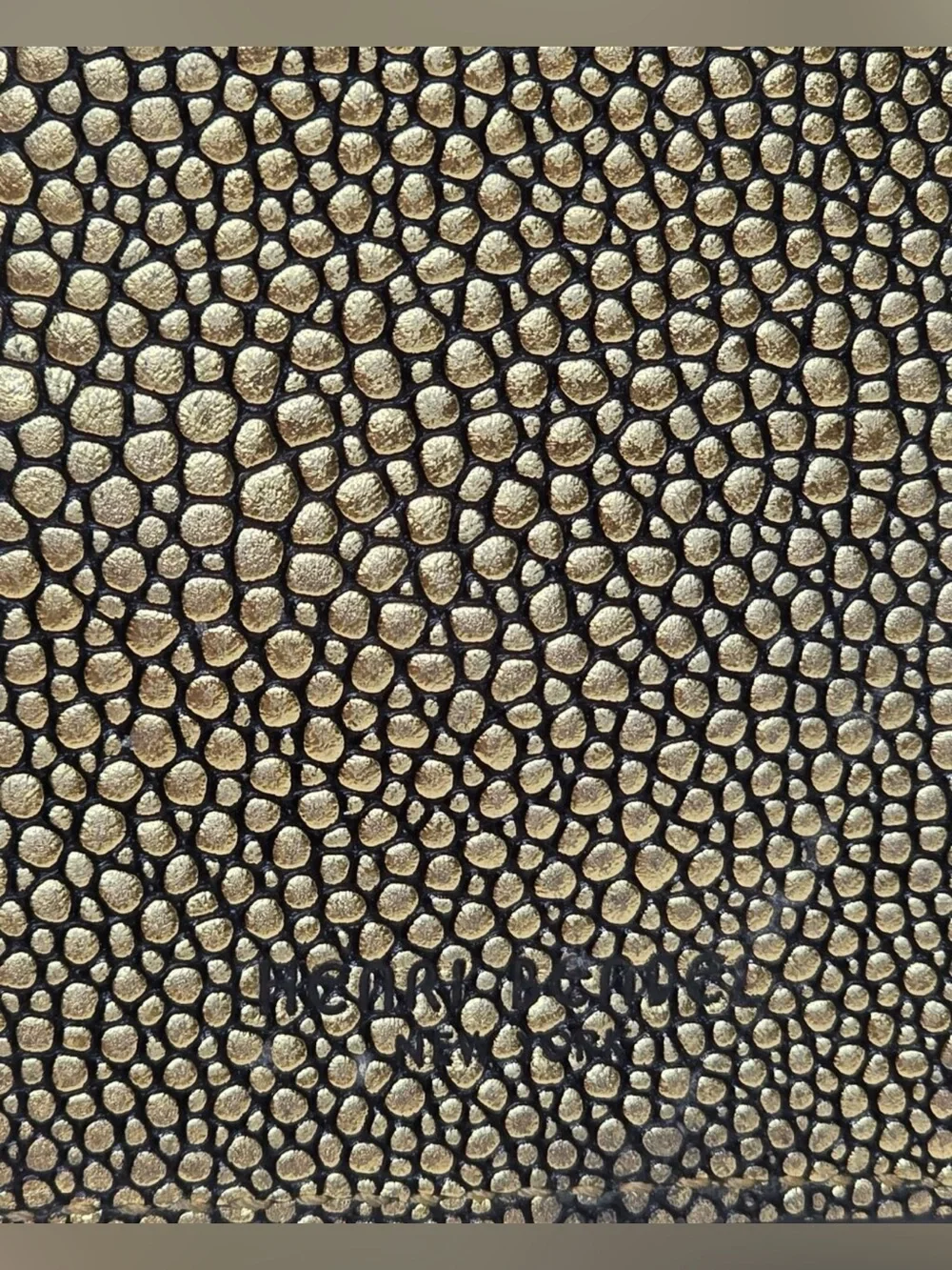 Henri Bendel PROJECT REPAIR PIECE Metallic Gold Embossed Pebbled Leather Wallet